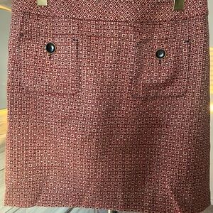 LOFT Wool Blend Burgundy/ Gold Textured Mini Skirt   Size 6